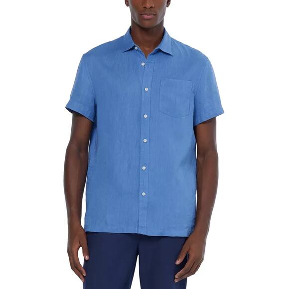 SCOTCH & SODA Men's Regular-Fit Button-Down Linen Shirt Blue Size XXL 0586 - Picture 1 of 3
